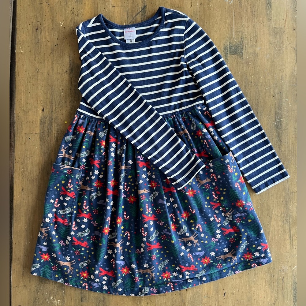 Hanna Andersson Navy Striped Floral Dress